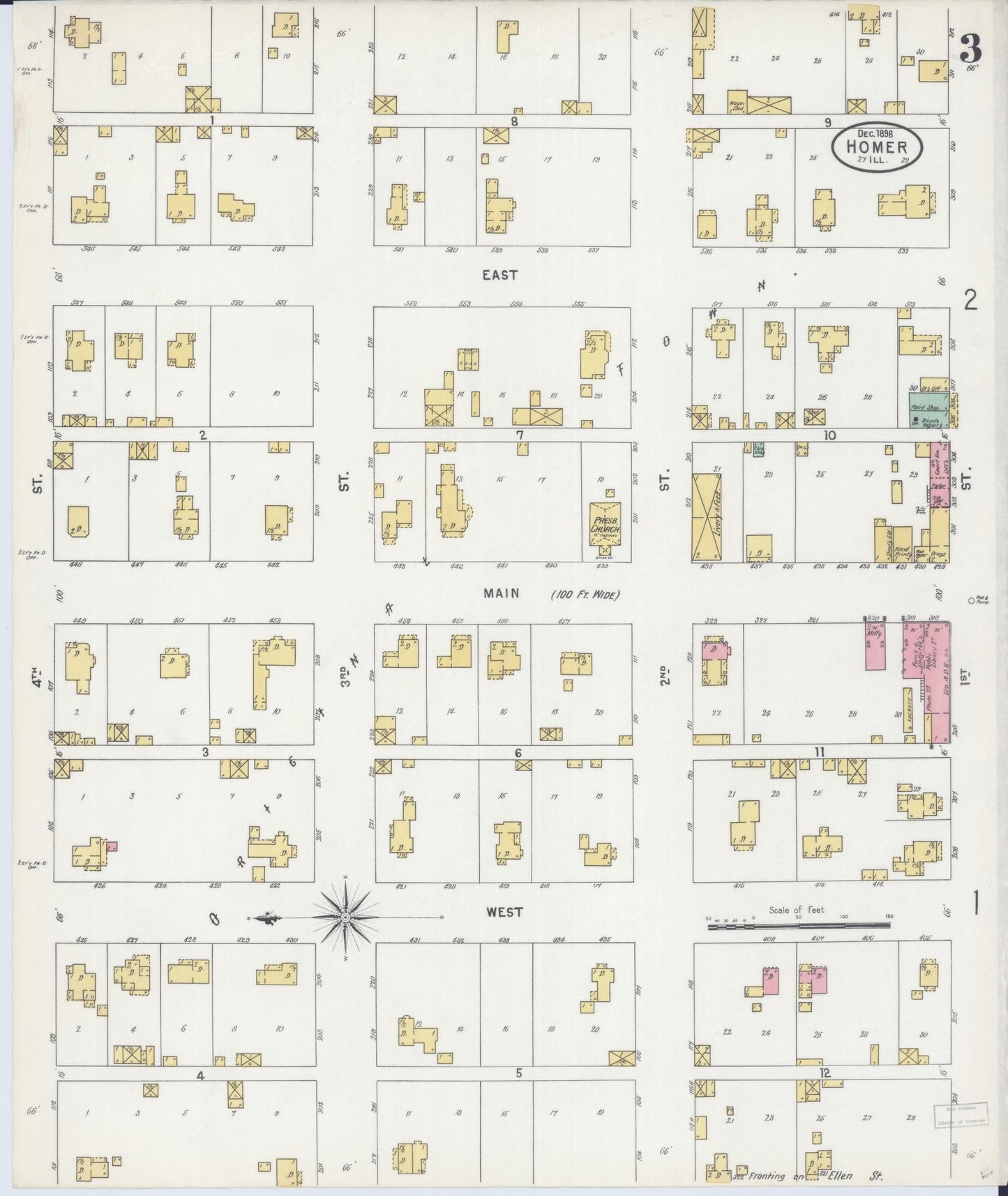 Sanborn Fire Insurance Map from Homer, Champaign County, Illinois (1898), Sheet #0003 - Complete Map Set gallery image, historic Sanborn map, vintage wall art, Illinois Illinois