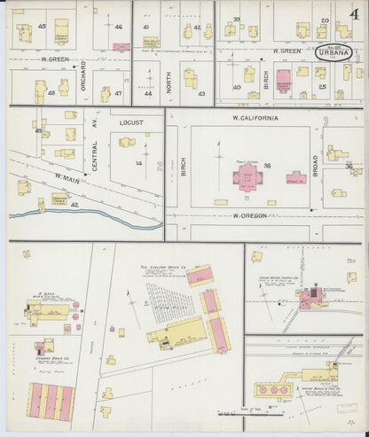 Sanborn Fire Insurance Map from Urbana, Champaign County, Illinois (1892), Sheet #0004 - Complete Map Set gallery image, historic Sanborn map, vintage wall art, Illinois Illinois