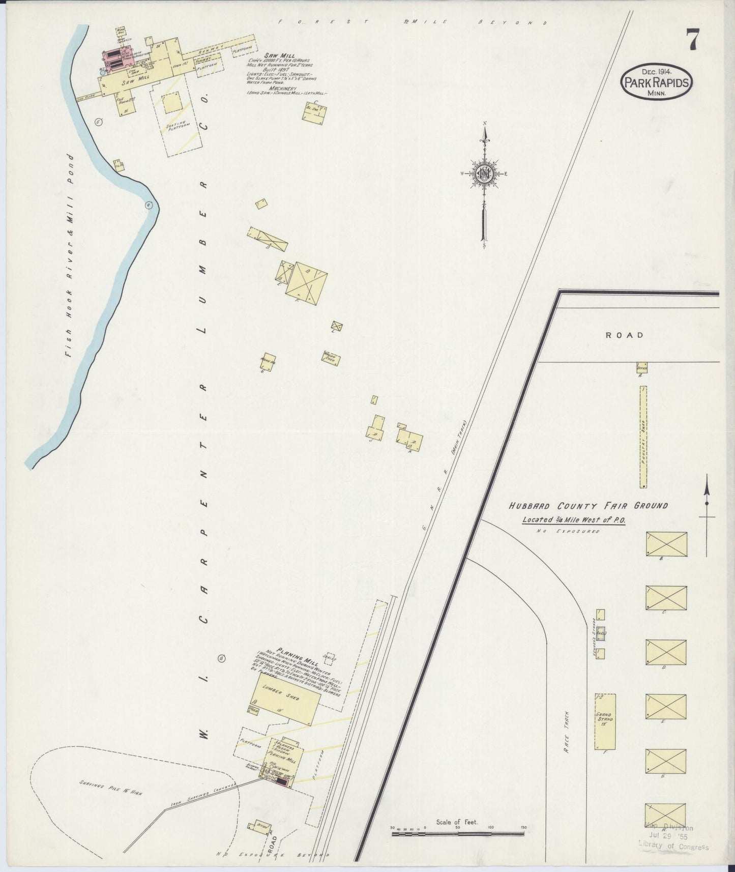 Sanborn Fire Insurance Map from Park Rapids, Hubbard County, Minnesota (1914), Sheet #0007 - Historic Sanborn Fire Insurance Map Print, vintage old map wall art, antique decor, genealogy gift, Minnesota Minnesota map