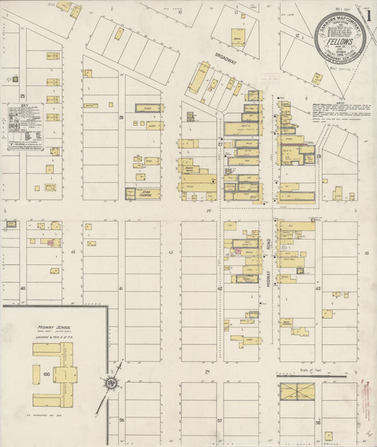Sanborn Fire Insurance Map from Fellows, Kern County, California (1914), Sheet #0001 - Historic Sanborn Fire Insurance Map Print, vintage old map wall art, antique decor, genealogy gift, California California map