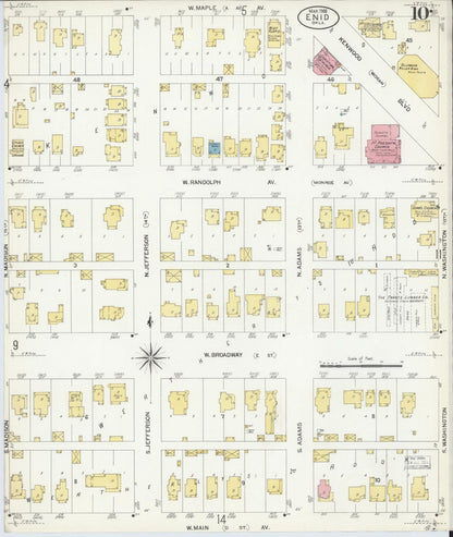 Sanborn Fire Insurance Map from Enid, Garfield County, Oklahoma (1908), Sheet #0010 - Complete Map Set gallery image, historic Sanborn map, vintage wall art, Oklahoma Oklahoma