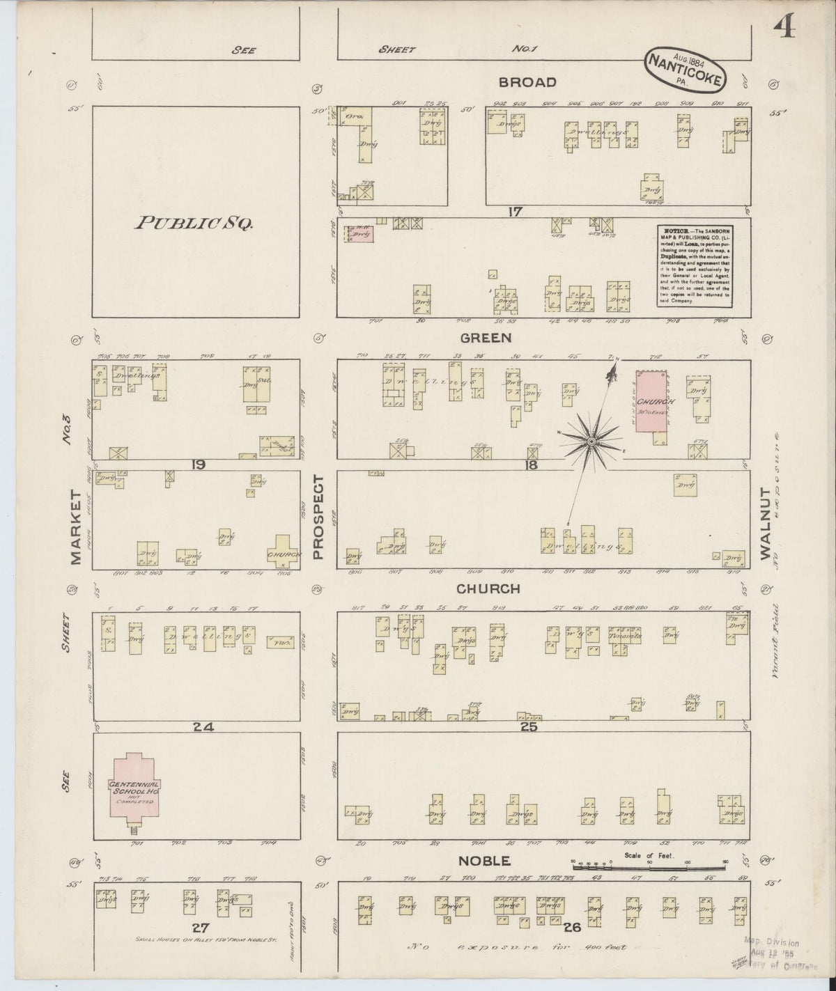 Sanborn Fire Insurance Map from Nanticoke, Luzerne County, Pennsylvania (1884), Sheet #0004 - Complete Map Set gallery image, historic Sanborn map, vintage wall art, Pennsylvania Pennsylvania