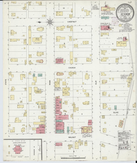 Sanborn Fire Insurance Map from Vernon, Shiawassee County, Michigan (1902), Sheet #0001 - Historic Sanborn Fire Insurance Map Print, vintage old map wall art, antique decor, genealogy gift, Michigan Michigan map