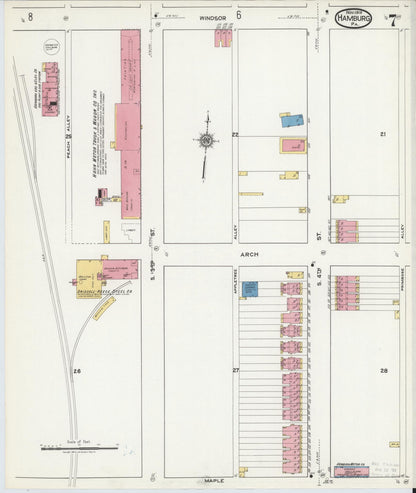 Sanborn Fire Insurance Map from Hamburg, Berks County, Pennsylvania (1919), Sheet #0007 - Complete Map Set gallery image, historic Sanborn map, vintage wall art, Pennsylvania Pennsylvania