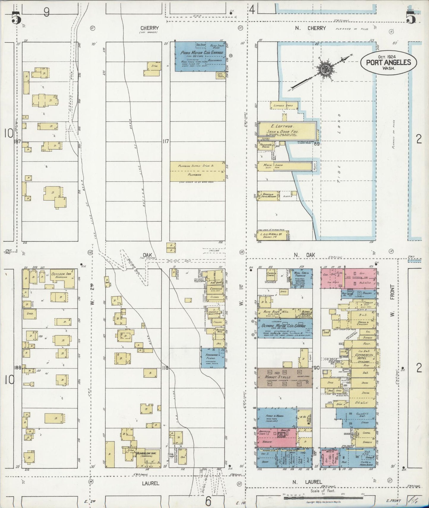 Sanborn Fire Insurance Map from Port Angeles, Clallam County, Washington (1924), Sheet #0005 - Complete Map Set gallery image, historic Sanborn map, vintage wall art, Washington Washington