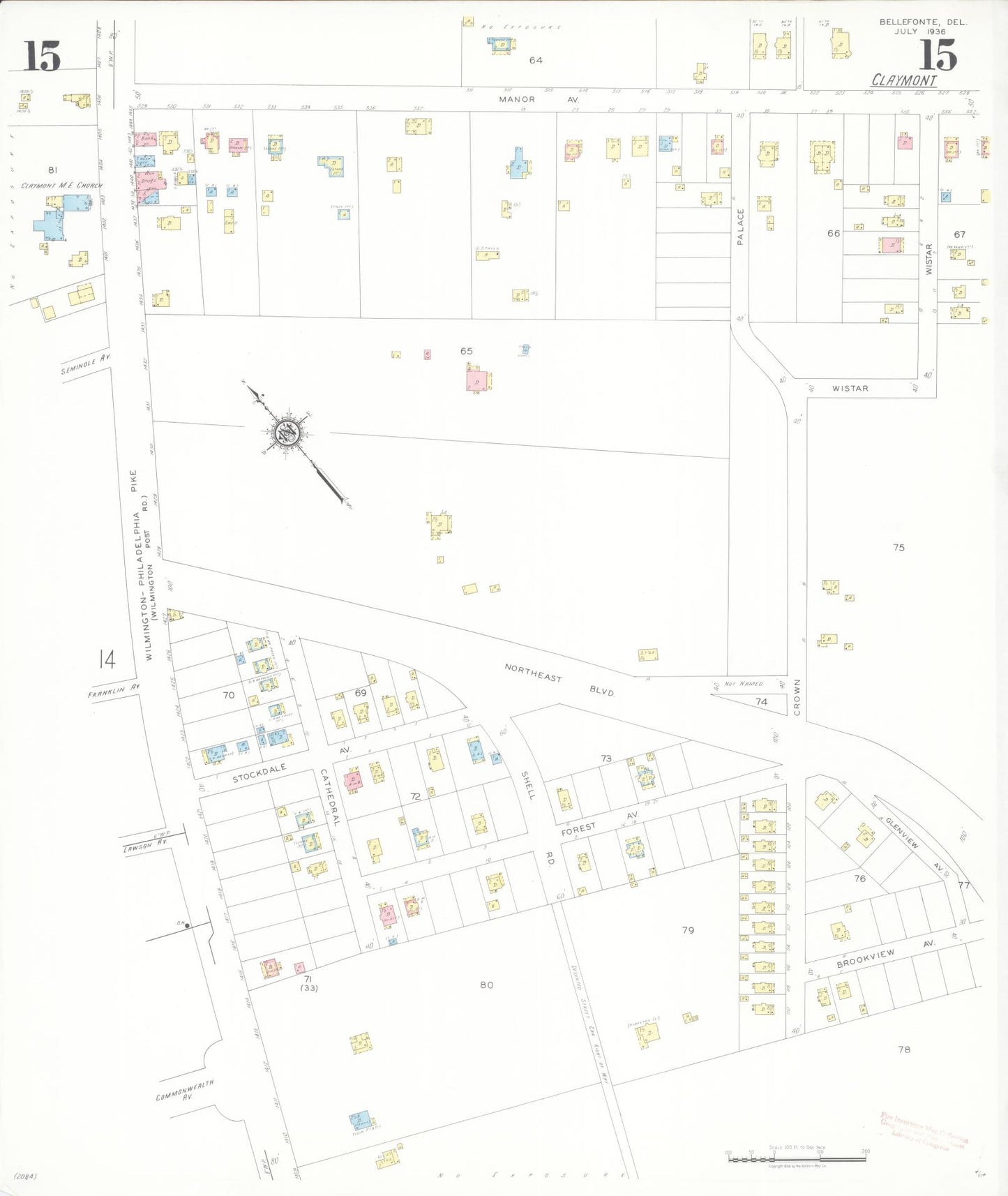 Sanborn Fire Insurance Map from Bellefonte, New Castle County, Delaware (1936), Sheet #0015 - Complete Map Set gallery image, historic Sanborn map, vintage wall art, Delaware Delaware