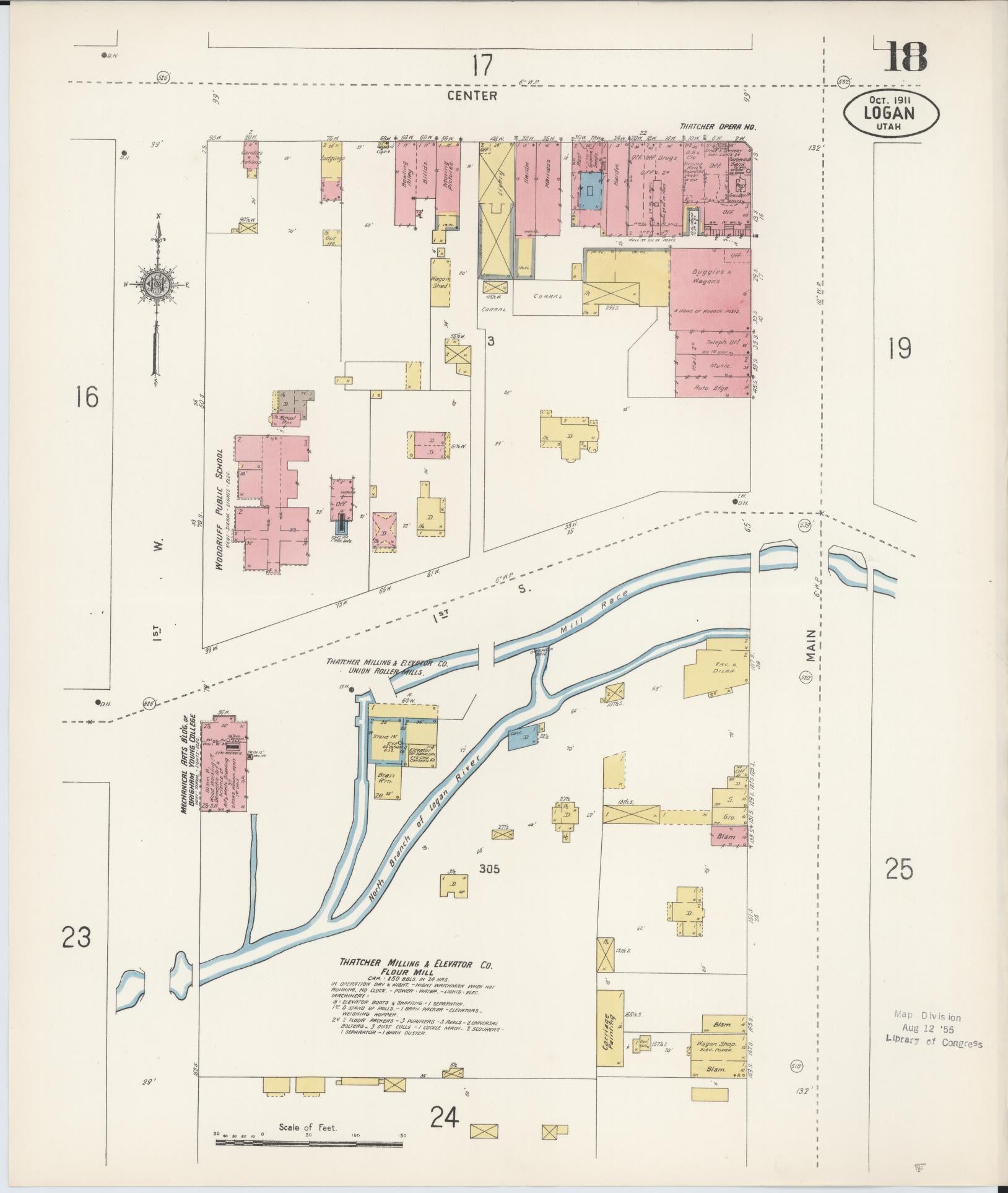 Sanborn Fire Insurance Map from Logan, Cache County, Utah (1911), Sheet #0018 - Complete Map Set gallery image, historic Sanborn map, vintage wall art, Utah Utah