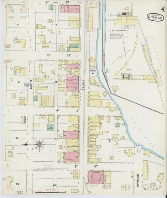 Sanborn Fire Insurance Map from Orange, Orange County, Texas (1891), Sheet #0004 - Historic Sanborn Fire Insurance Map Print, vintage old map wall art, antique decor, genealogy gift, Texas Texas map