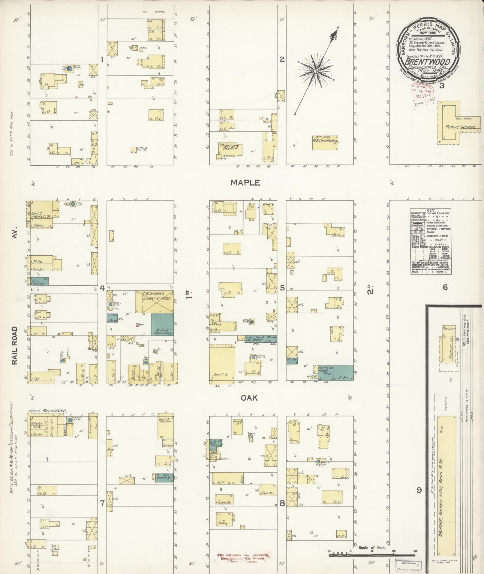 Sanborn Fire Insurance Map from Brentwood, Contra Costa County, California (1895), Sheet #0001 - Historic Sanborn Fire Insurance Map Print, vintage old map wall art, antique decor, genealogy gift, California California map