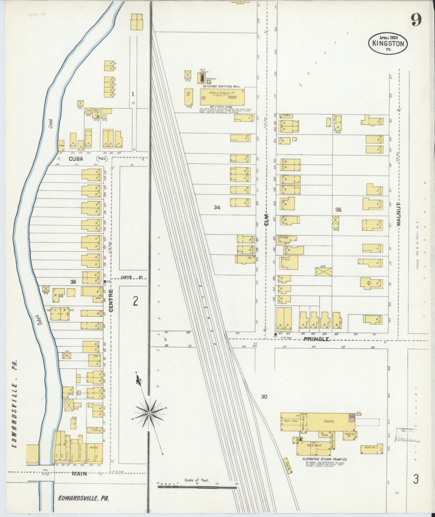 Sanborn Fire Insurance Map from Kingston, Luzerne County, Pennsylvania (1903), Sheet #0009 - Complete Map Set gallery image, historic Sanborn map, vintage wall art, Pennsylvania Pennsylvania