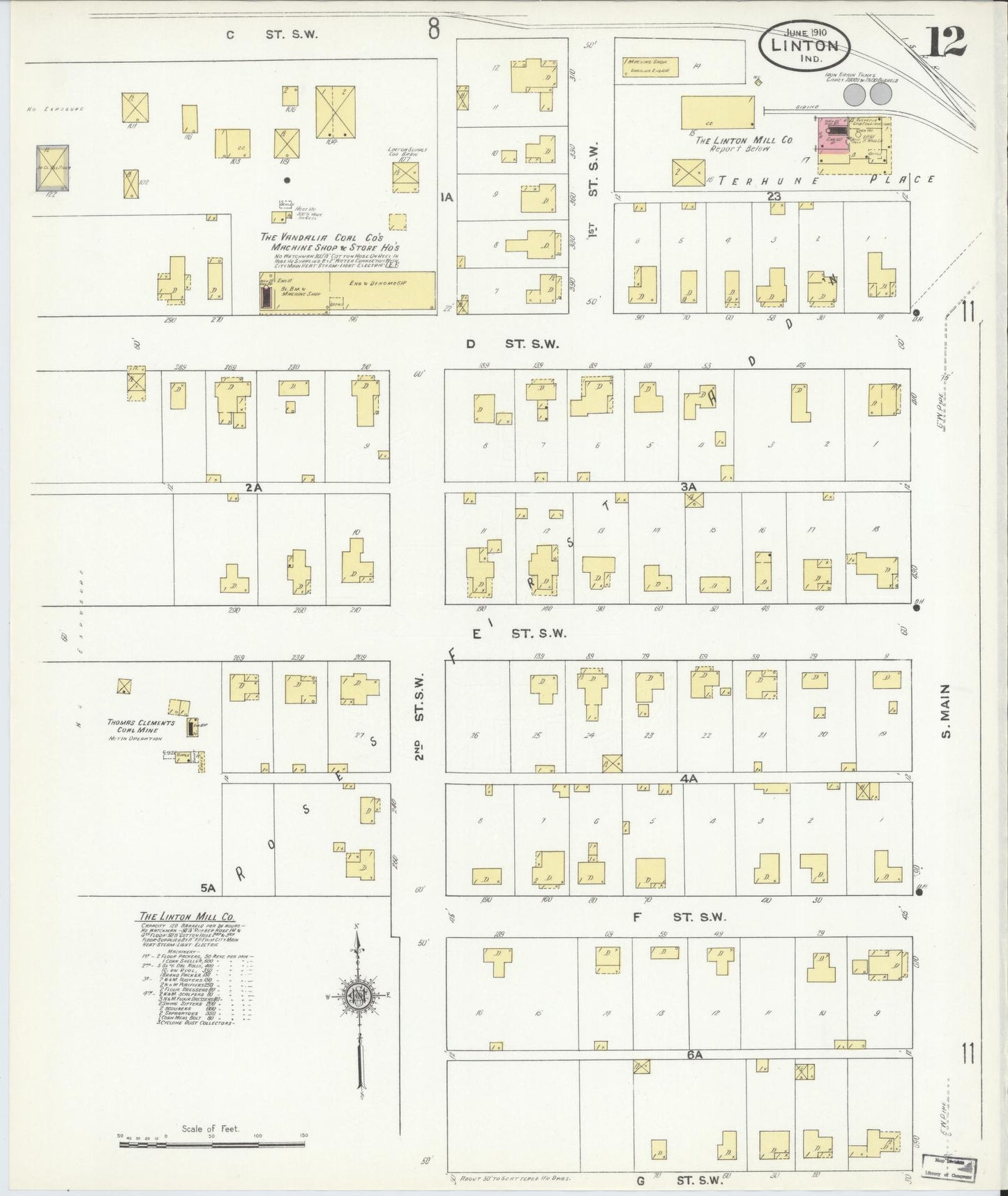 Sanborn Fire Insurance Map from Linton, Greene County, Indiana (1910), Sheet #0012 - Complete Map Set gallery image, historic Sanborn map, vintage wall art, Indiana Indiana