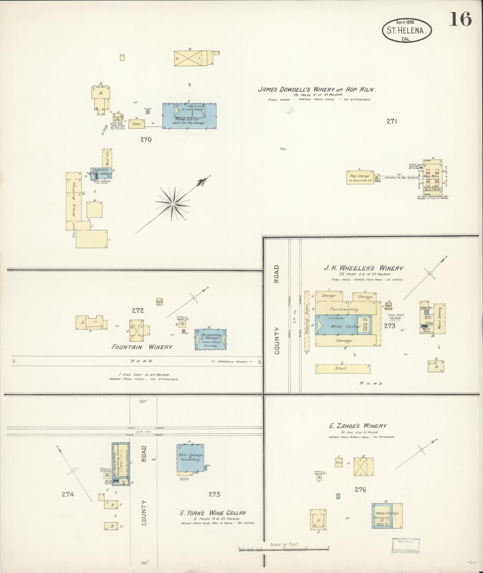 Sanborn Fire Insurance Map from Saint Helena, Napa County, California (1899), Sheet #0016 - Complete Map Set gallery image, historic Sanborn map, vintage wall art, California California