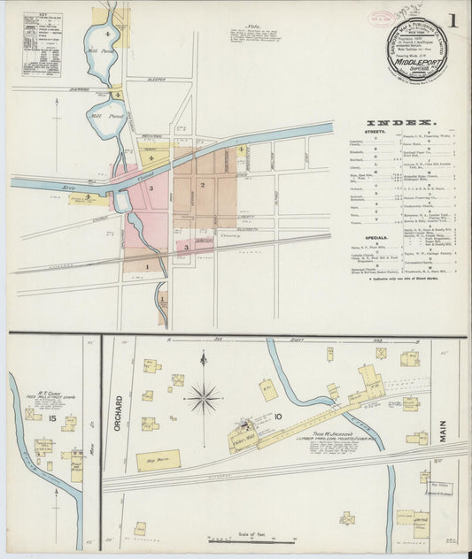 Sanborn Fire Insurance Map from Middleport, Niagara County, New York (1889), Sheet #0001 - Complete Map Set gallery image, historic Sanborn map, vintage wall art, New York New York