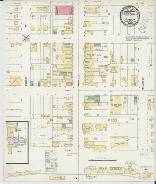 Sanborn Fire Insurance Map from Armour, Douglas County, South Dakota (1899), Sheet #0001 - Historic Sanborn Fire Insurance Map Print, vintage old map wall art, antique decor, genealogy gift, South Dakota South Dakota map