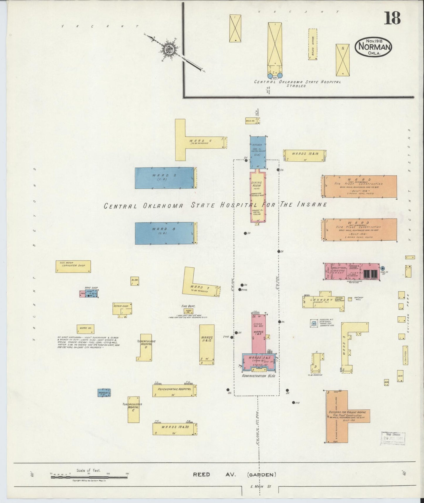 Sanborn Fire Insurance Map from Norman, Cleveland County, Oklahoma (1918), Sheet #0018 - Complete Map Set gallery image, historic Sanborn map, vintage wall art, Oklahoma Oklahoma
