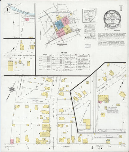 Sanborn Fire Insurance Map from South Charleston, Clark County, Ohio (1927), Sheet #0001 - Complete Map Set gallery image, historic Sanborn map, vintage wall art, Ohio Ohio