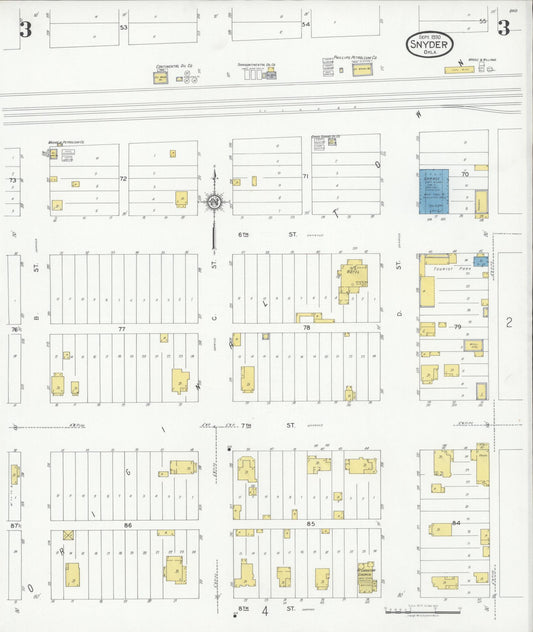 Sanborn Fire Insurance Map from Snyder, Kiowa County, Oklahoma (1930), Sheet #0003 - Historic Sanborn Fire Insurance Map Print, vintage old map wall art, antique decor, genealogy gift, Oklahoma Oklahoma map