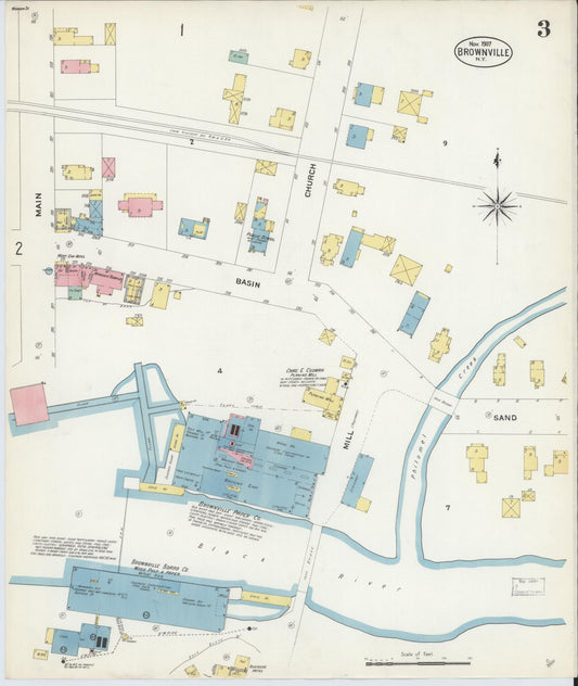 Sanborn Fire Insurance Map from Brownville, Jefferson County, New York (1907), Sheet #0003 - Historic Sanborn Fire Insurance Map Print, vintage old map wall art, antique decor, genealogy gift, New York New York map