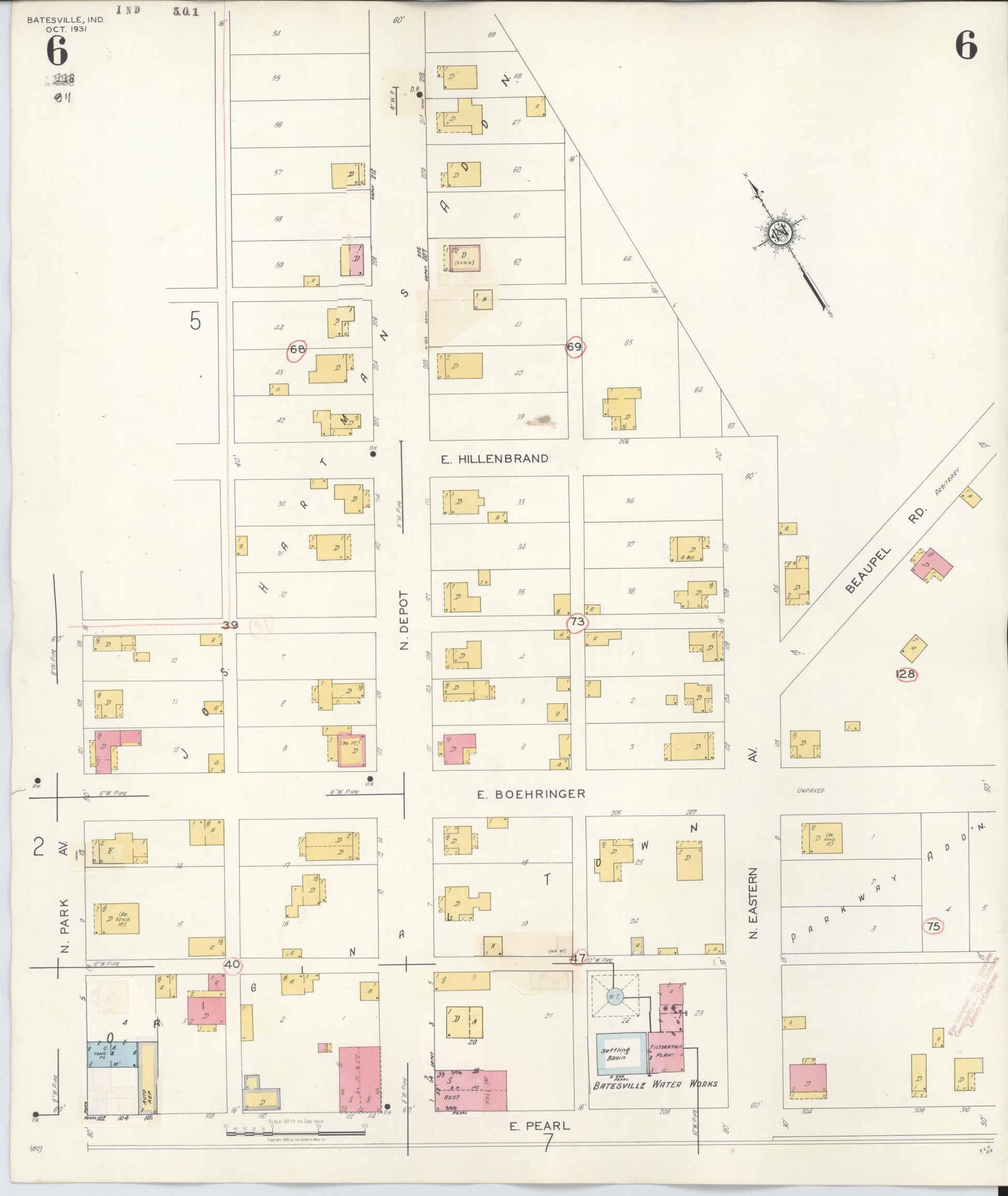 Sanborn Fire Insurance Map from Batesville, Ripley County, Indiana (1948), Sheet #0006 - Complete Map Set gallery image, historic Sanborn map, vintage wall art, Indiana Indiana