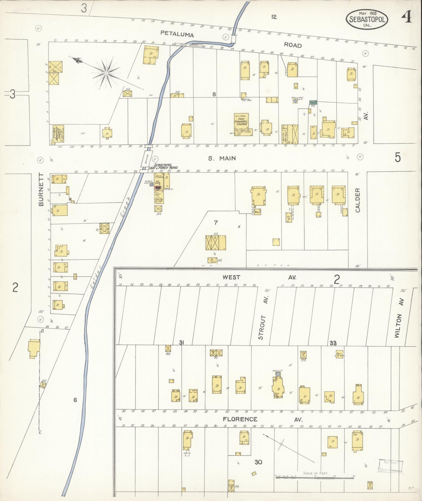 Sanborn Fire Insurance Map from Sebastopol, Sonoma County, California (1903), Sheet #0004 - Complete Map Set gallery image, historic Sanborn map, vintage wall art, California California