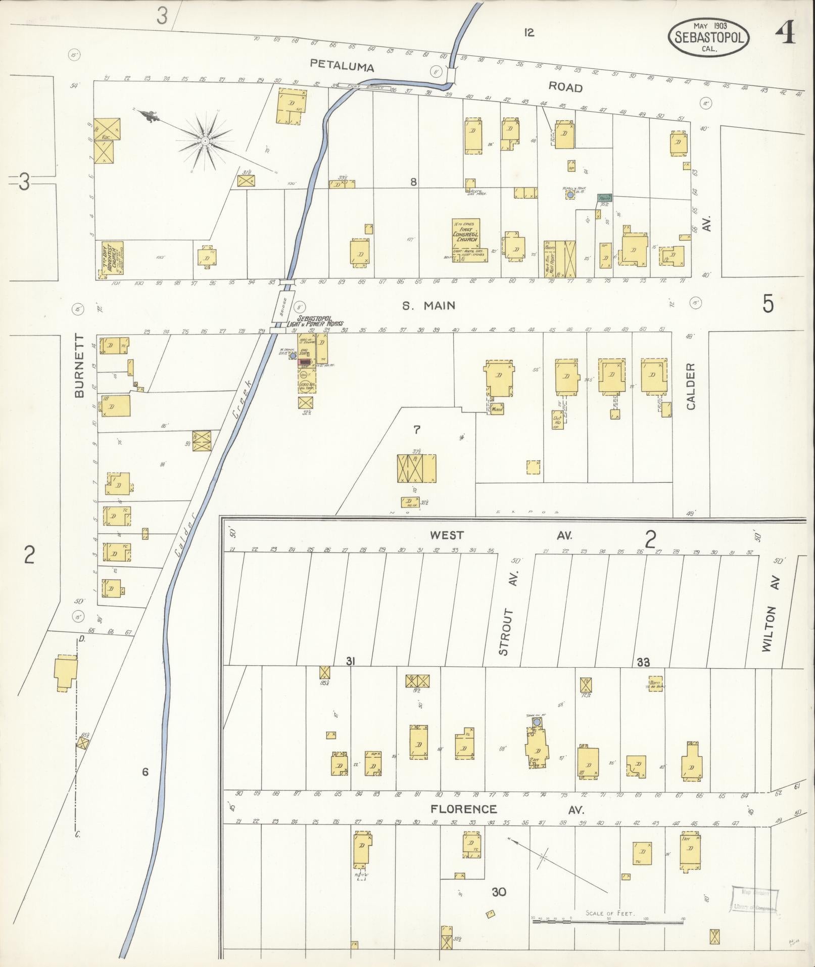 Sanborn Fire Insurance Map from Sebastopol, Sonoma County, California (1903), Sheet #0004 - Complete Map Set gallery image, historic Sanborn map, vintage wall art, California California