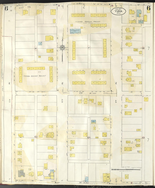 Sanborn Fire Insurance Map from Yuma, Yuma County, Arizona (1948), Sheet #0006 - Historic Sanborn Fire Insurance Map Print, vintage old map wall art, antique decor, genealogy gift, Arizona Arizona map