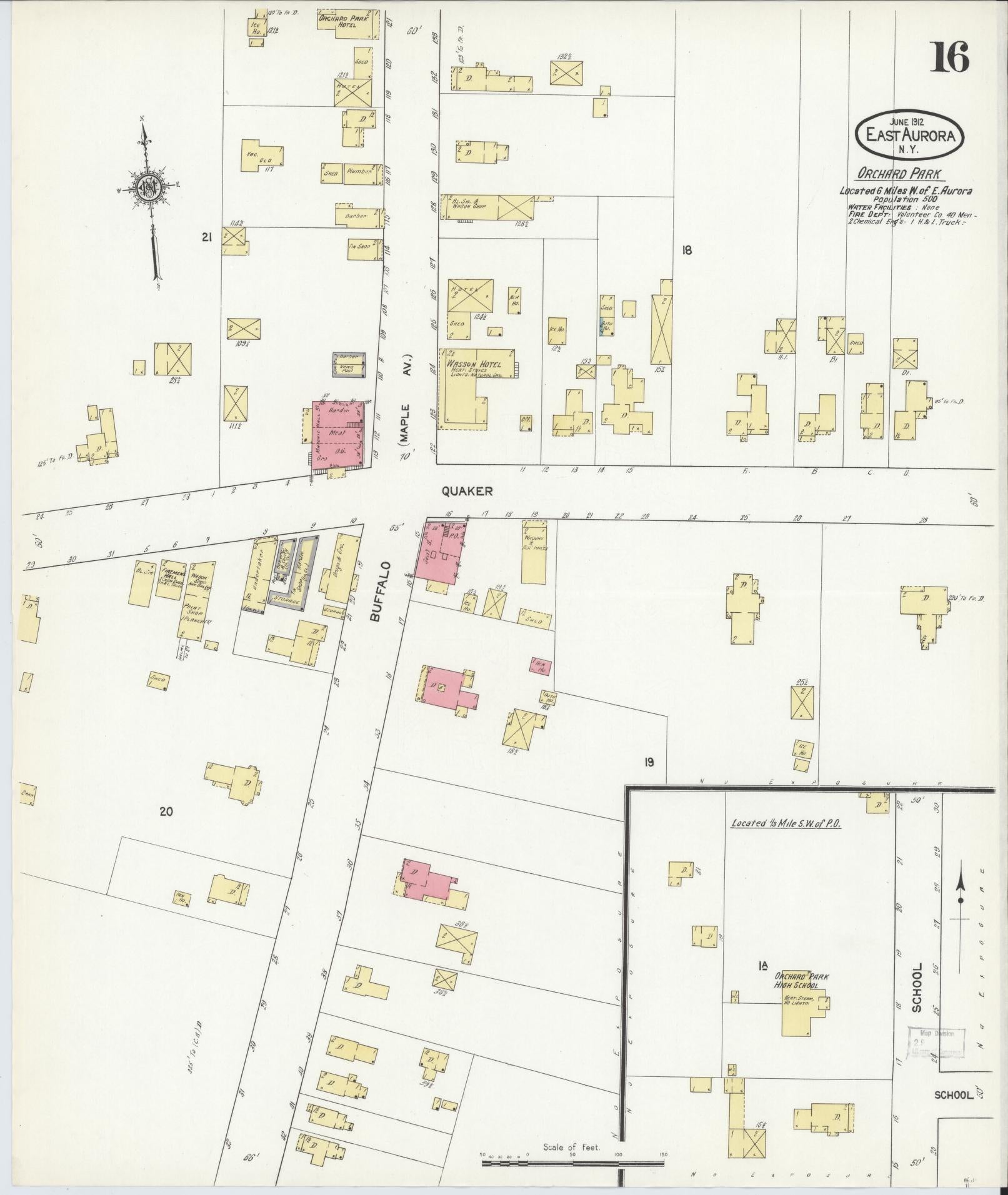 Sanborn Fire Insurance Map from East Aurora, Erie County, New York (1912), Sheet #0016 - Complete Map Set gallery image, historic Sanborn map, vintage wall art, New York New York
