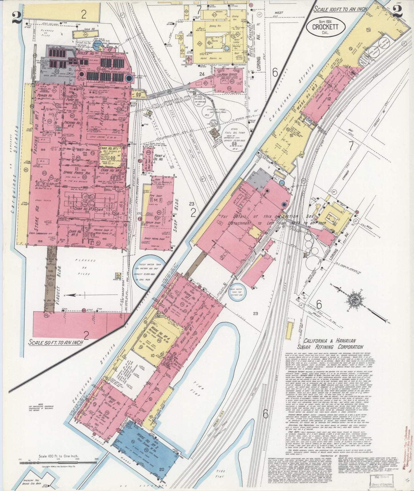 Sanborn Fire Insurance Map from Crockett, Contra Costa County, California (1924), Sheet #0002 - Complete Map Set gallery image, historic Sanborn map, vintage wall art, California California