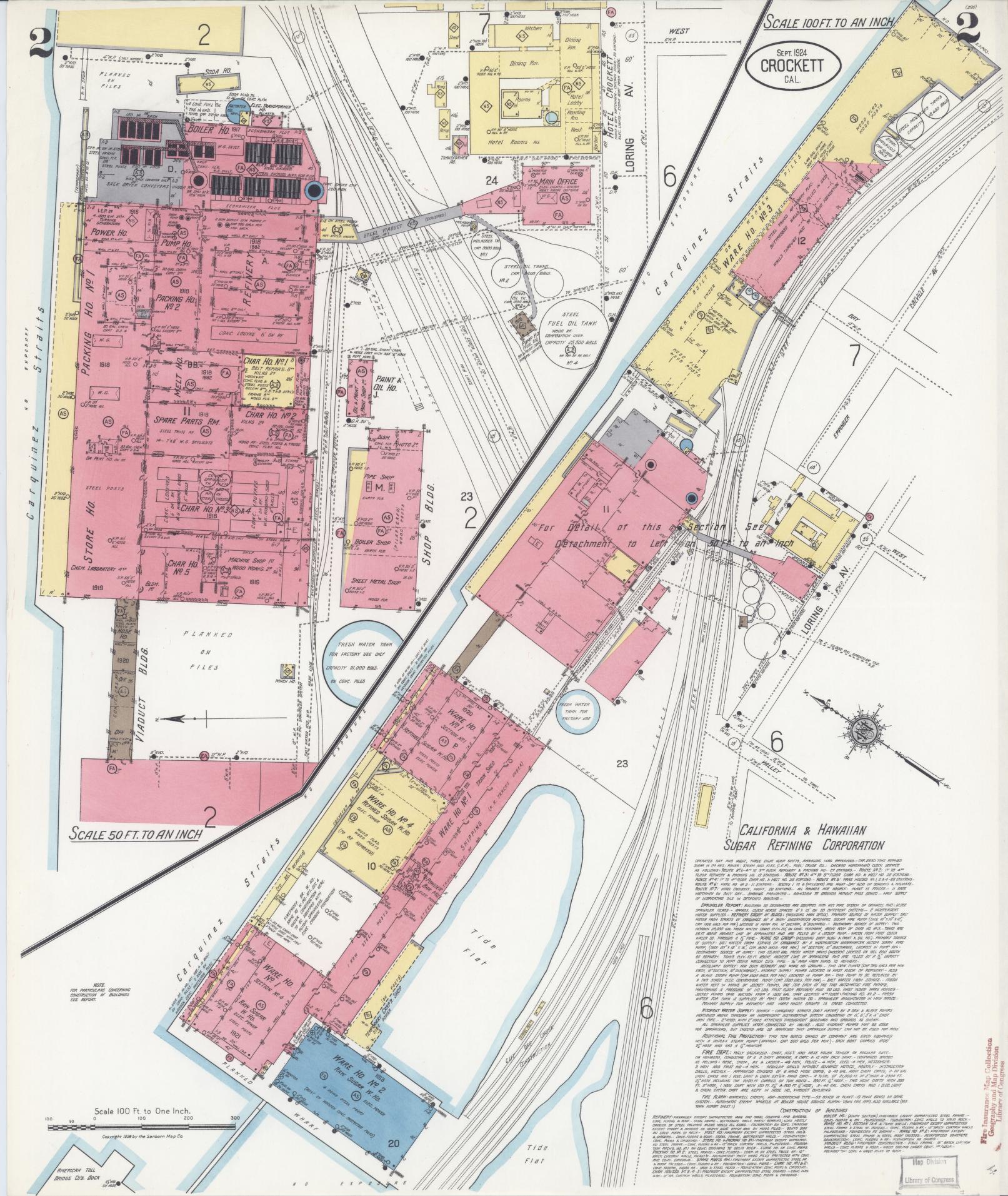 Sanborn Fire Insurance Map from Crockett, Contra Costa County, California (1924), Sheet #0002 - Complete Map Set gallery image, historic Sanborn map, vintage wall art, California California