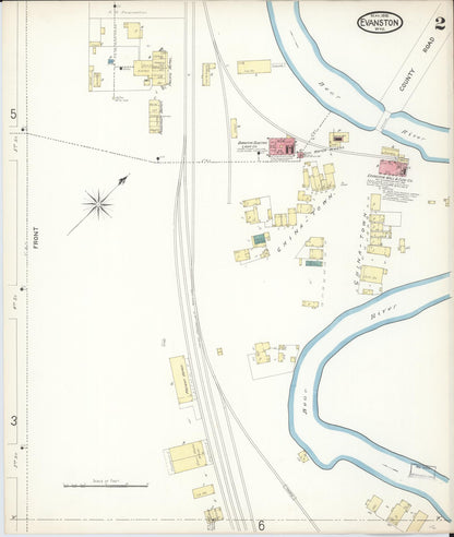 Sanborn Fire Insurance Map from Evanston, Uinta County, Wyoming (1898), Sheet #0002 - Complete Map Set gallery image, historic Sanborn map, vintage wall art, Wyoming Wyoming