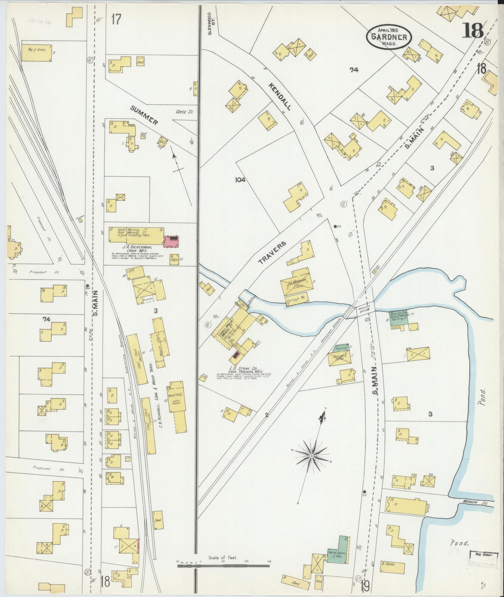 Sanborn Fire Insurance Map from Gardner, Worcester County, Massachusetts (1905), Sheet #0018 - Complete Map Set gallery image, historic Sanborn map, vintage wall art, Massachusetts Massachusetts