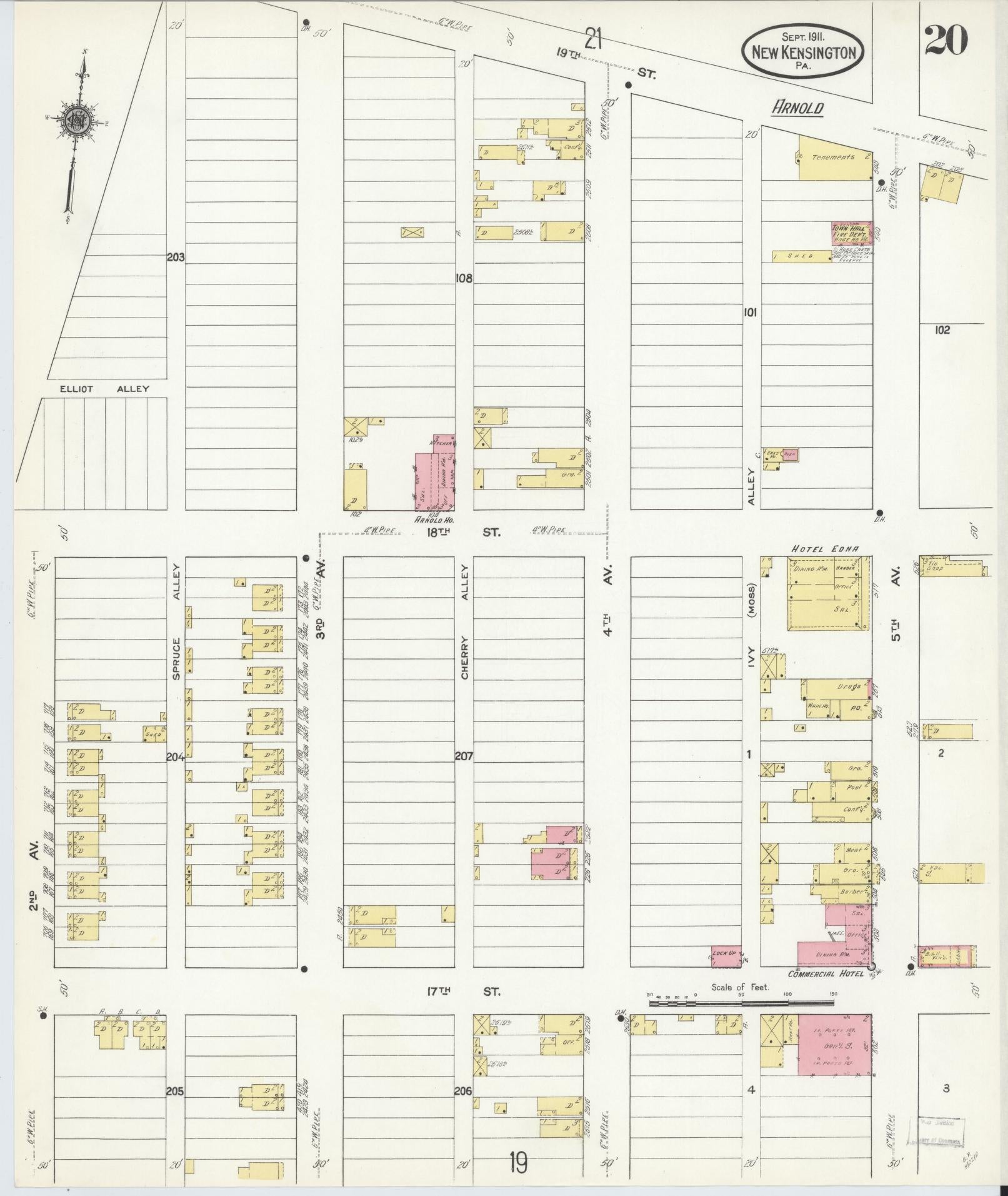 Sanborn Fire Insurance Map from New Kensington, Westmoreland County, Pennsylvania (1911), Sheet #0020 - Complete Map Set gallery image, historic Sanborn map, vintage wall art, Pennsylvania Pennsylvania