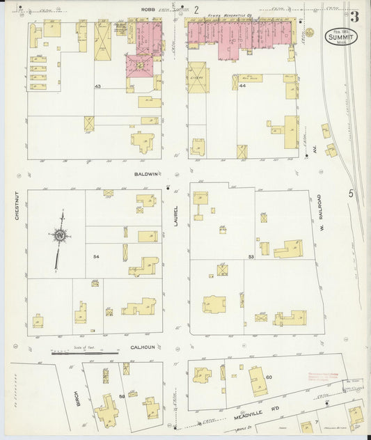 Sanborn Fire Insurance Map from Summit, Pike County, Mississippi (1913), Sheet #0003 - Historic Sanborn Fire Insurance Map Print, vintage old map wall art, antique decor, genealogy gift, Mississippi Mississippi map