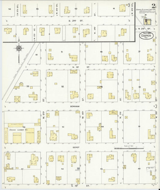 Sanborn Fire Insurance Map from Cooper, Delta County, Texas (1909), Sheet #0002 - Historic Sanborn Fire Insurance Map Print, vintage old map wall art, antique decor, genealogy gift, Texas Texas map