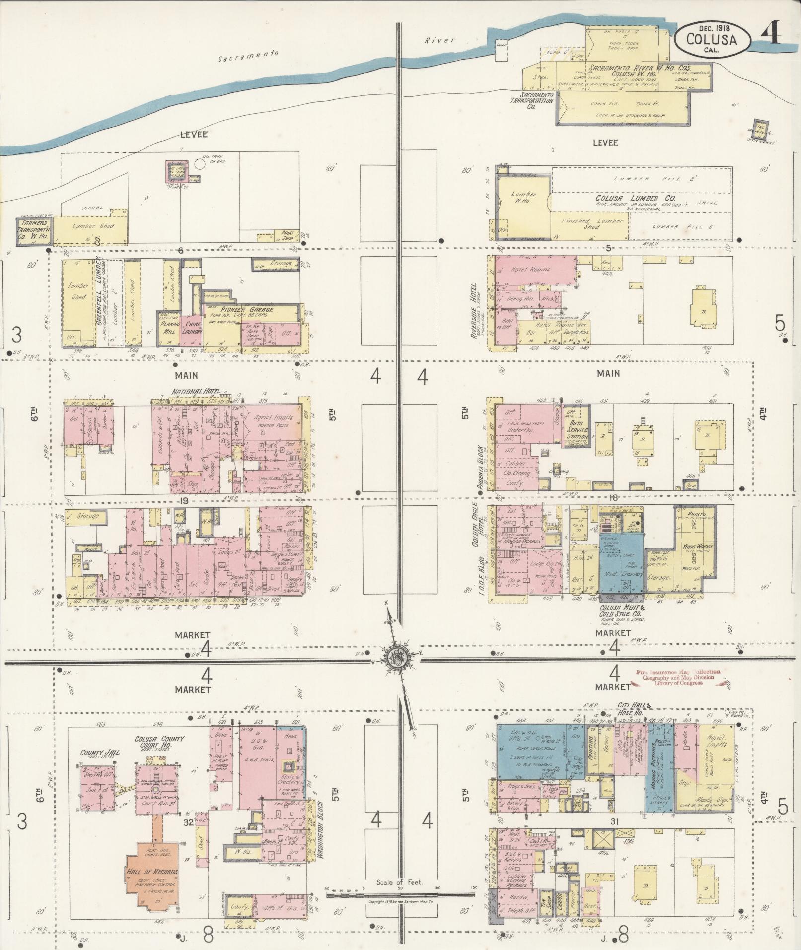 Sanborn Fire Insurance Map from Colusa, Colusa County, California (1918), Sheet #0004 - Complete Map Set gallery image, historic Sanborn map, vintage wall art, California California