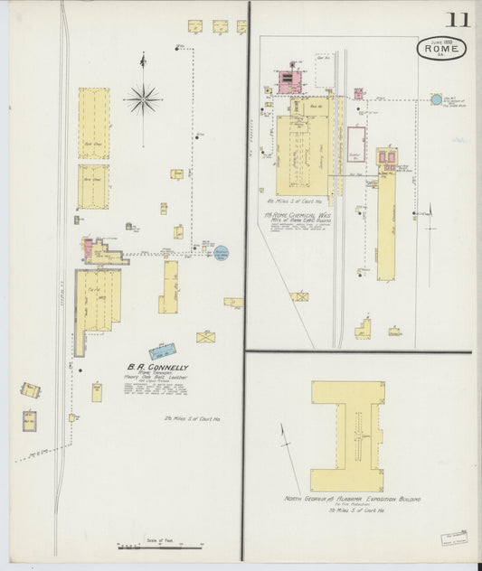 Sanborn Fire Insurance Map from Rome, Floyd County, Georgia (1893), Sheet #0011 - Historic Sanborn Fire Insurance Map Print, vintage old map wall art, antique decor, genealogy gift, Georgia Georgia map