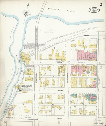 Sanborn Fire Insurance Map from Albany, Linn County, Oregon (1895), Sheet #0002 - Complete Map Set gallery image, historic Sanborn map, vintage wall art, Oregon Oregon