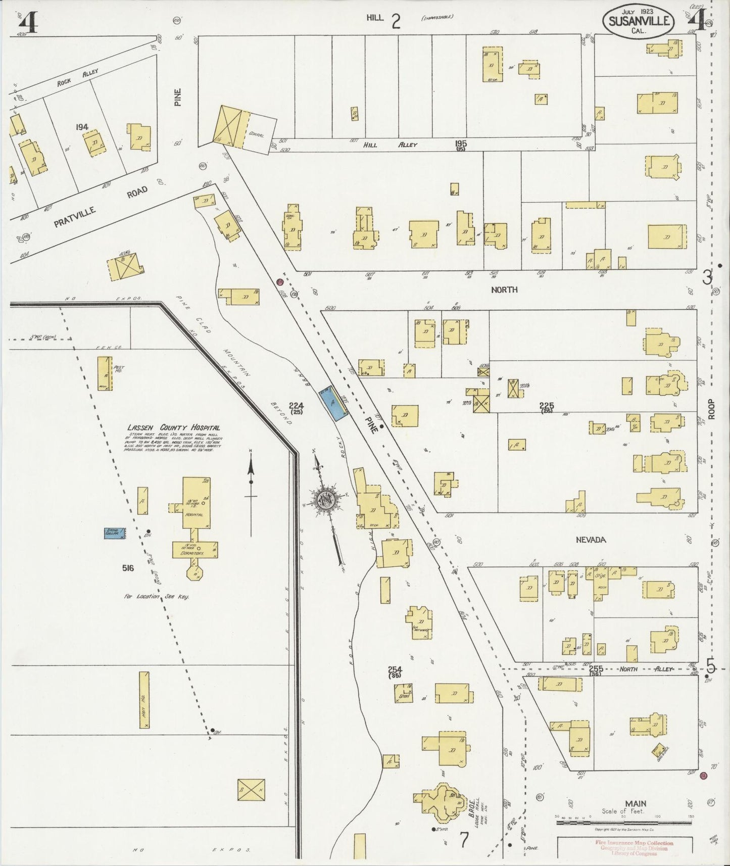Sanborn Fire Insurance Map from Susanville, Lassen County, California (1923), Sheet #0004 - Complete Map Set gallery image, historic Sanborn map, vintage wall art, California California