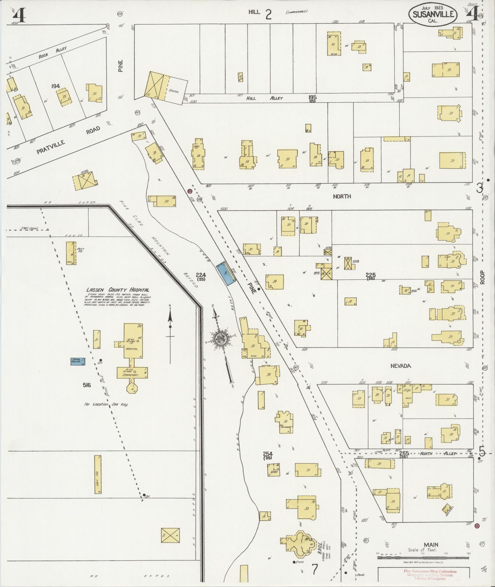 Sanborn Fire Insurance Map from Susanville, Lassen County, California (1923), Sheet #0004 - Complete Map Set gallery image, historic Sanborn map, vintage wall art, California California
