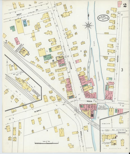 Sanborn Fire Insurance Map from Attica, Wyoming County, New York (1904), Sheet #0002 - Complete Map Set gallery image, historic Sanborn map, vintage wall art, Attica Wyoming