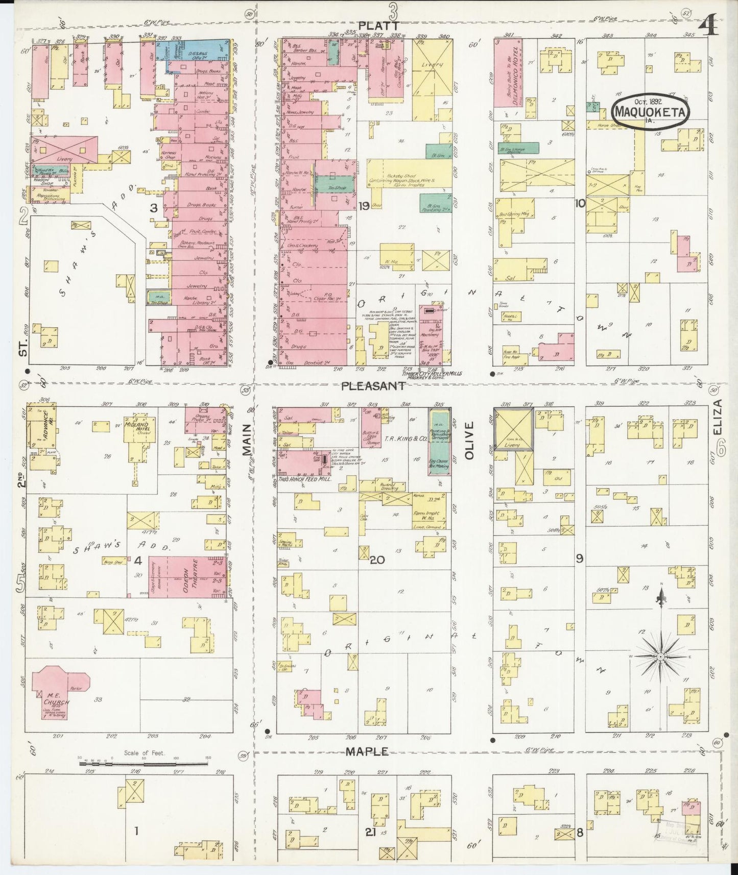 Sanborn Fire Insurance Map from Maquoketa, Jackson County, Iowa (1892), Sheet #0004 - Historic Sanborn Fire Insurance Map Print