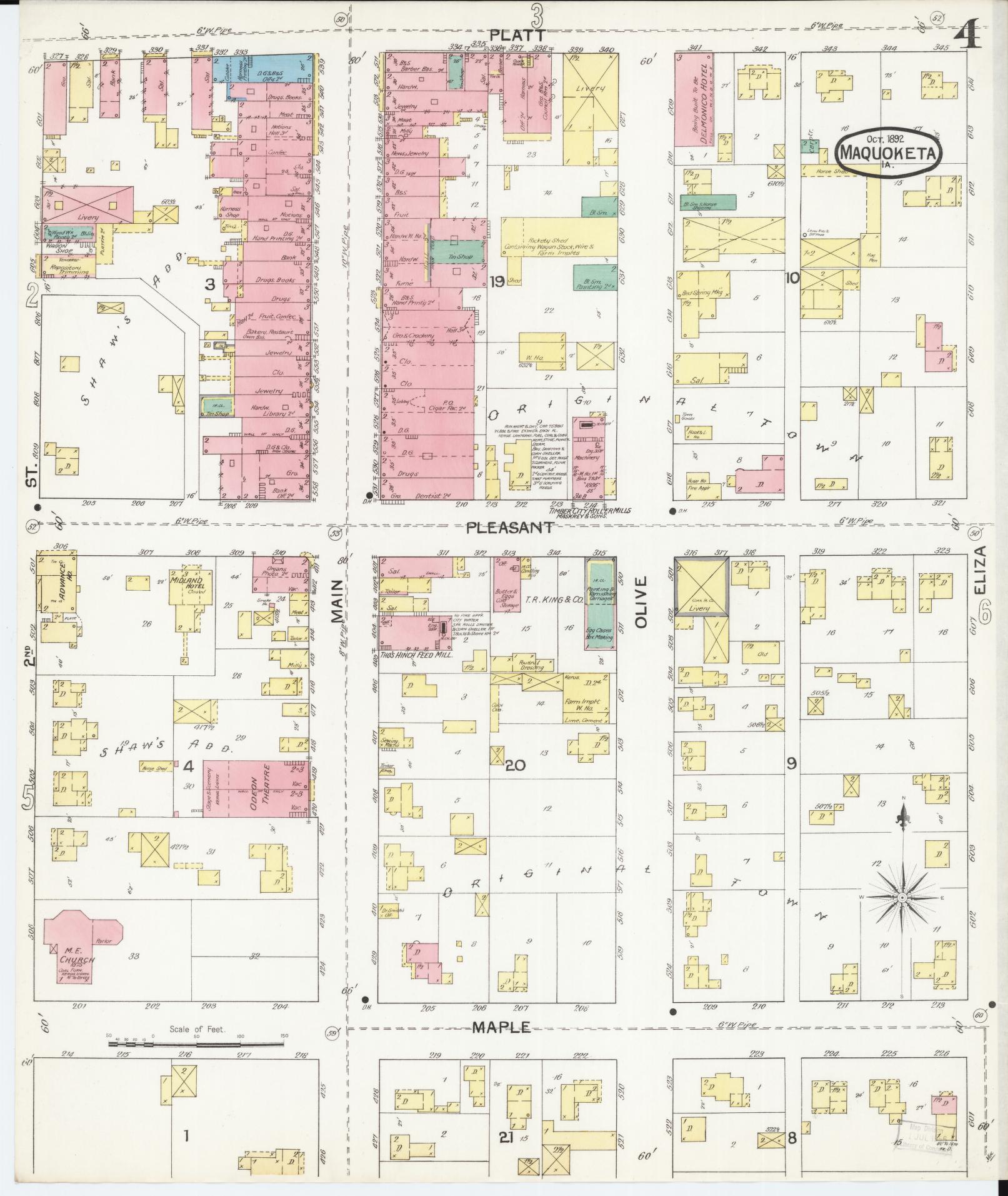 Sanborn Fire Insurance Map from Maquoketa, Jackson County, Iowa (1892), Sheet #0004 - Historic Sanborn Fire Insurance Map Print