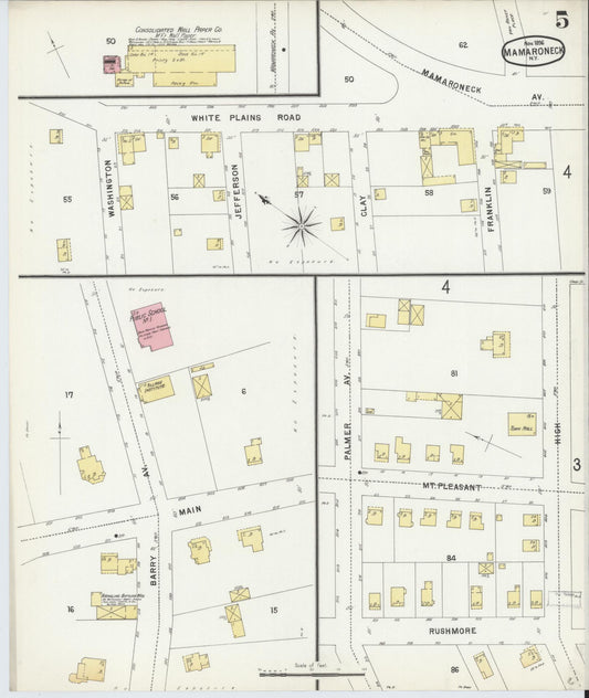 Sanborn Fire Insurance Map from Mamaroneck, Westchester County, New York (1896), Sheet #0005 - Historic Sanborn Fire Insurance Map Print, vintage old map wall art, antique decor, genealogy gift, New York New York map