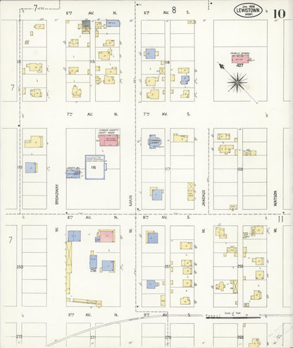 Sanborn Fire Insurance Map from Lewistown, Fergus County, Montana (1908), Sheet #0009 - Complete Map Set gallery image, historic Sanborn map, vintage wall art, Montana Montana