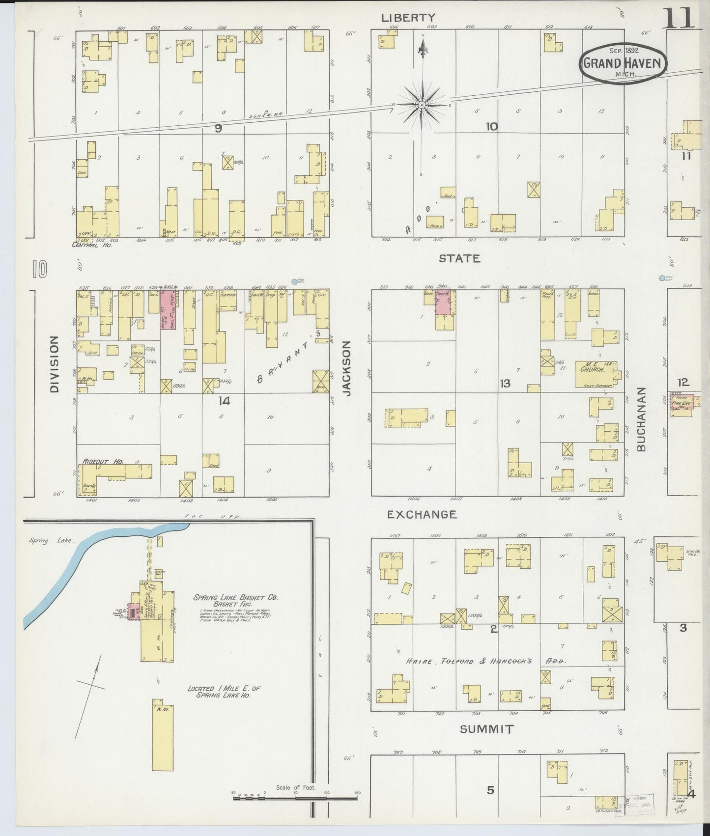 Sanborn Fire Insurance Map from Grand Haven, Ottawa County, Michigan (1892), Sheet #0011 - Complete Map Set gallery image, historic Sanborn map, vintage wall art, Michigan Michigan