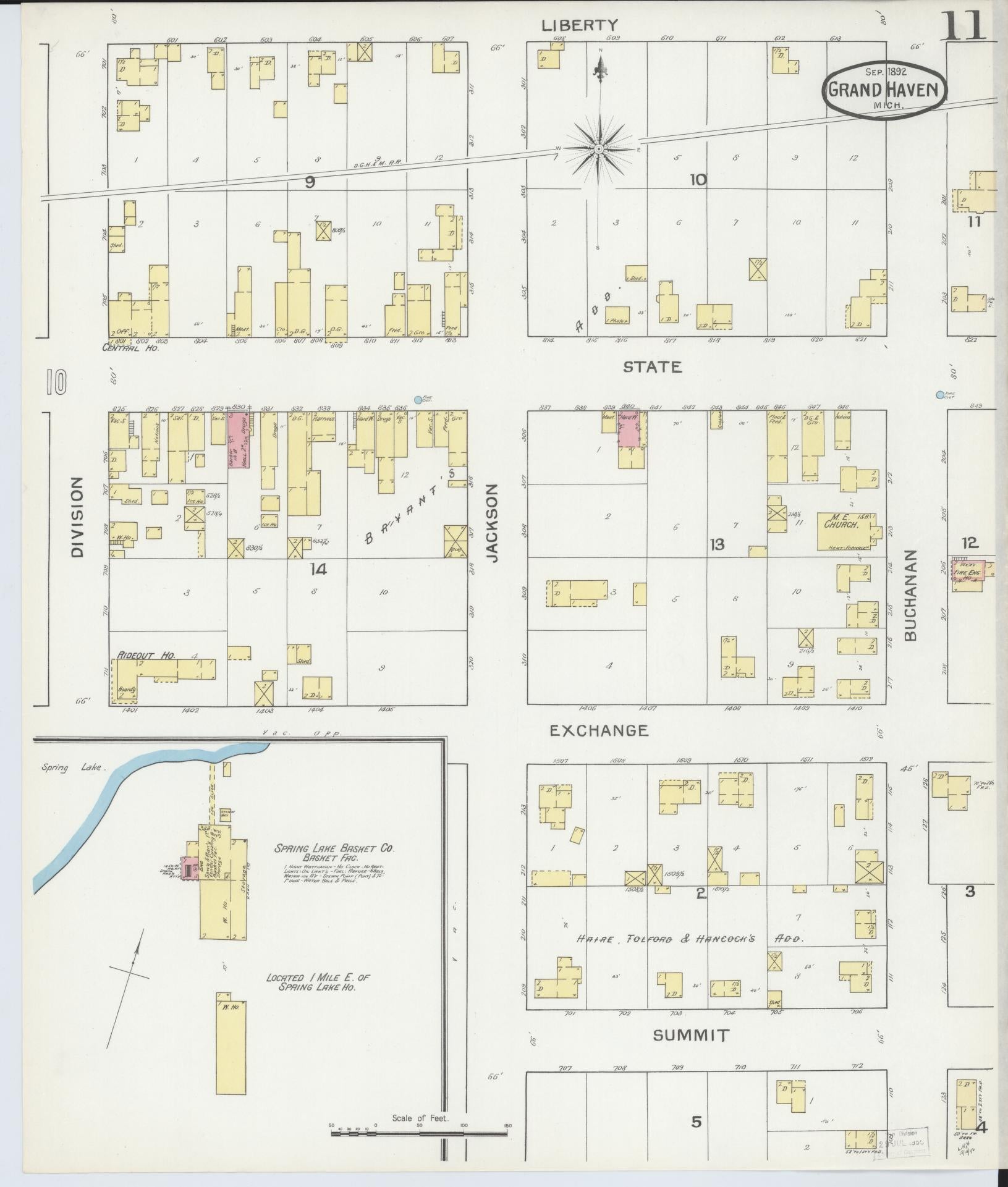 Sanborn Fire Insurance Map from Grand Haven, Ottawa County, Michigan (1892), Sheet #0011 - Complete Map Set gallery image, historic Sanborn map, vintage wall art, Michigan Michigan