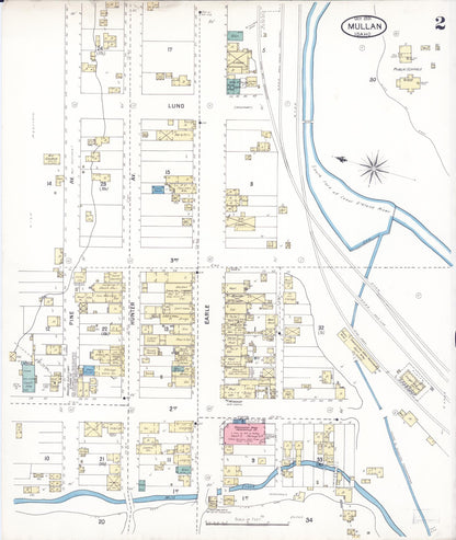Sanborn Fire Insurance Map from Mullan, Shoshone County, Idaho (1901), Sheet #0002 - Complete Map Set gallery image, historic Sanborn map, vintage wall art, Idaho Idaho