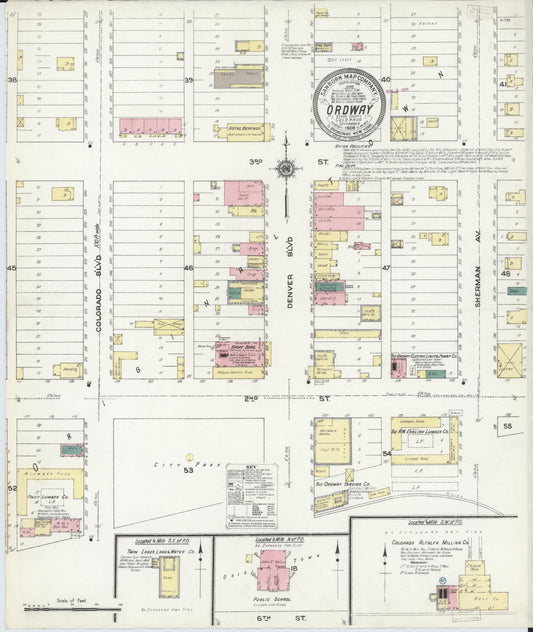 Sanborn Fire Insurance Map from Ordway, Croweley County, Colorado (1909), Sheet #0001 - Historic Sanborn Fire Insurance Map Print, vintage old map wall art, antique decor, genealogy gift, Colorado Colorado map