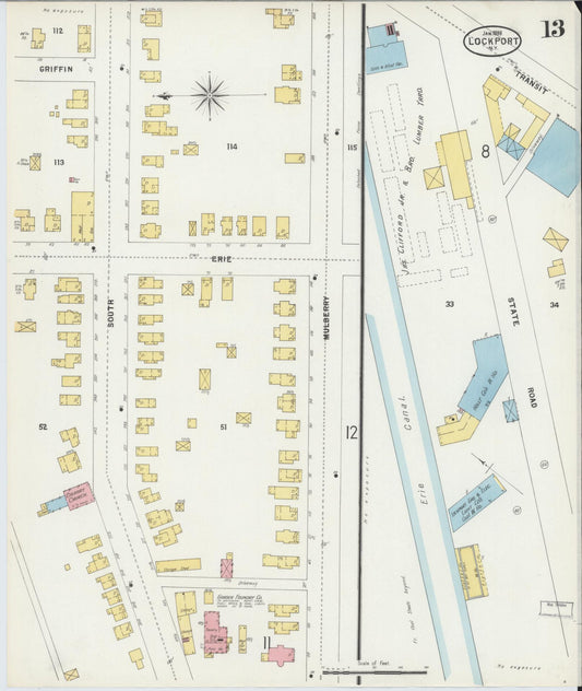 Sanborn Fire Insurance Map from Lockport, Niagara County, New York (1898), Sheet #0013 - Historic Sanborn Fire Insurance Map Print, vintage old map wall art, antique decor, genealogy gift, New York New York map