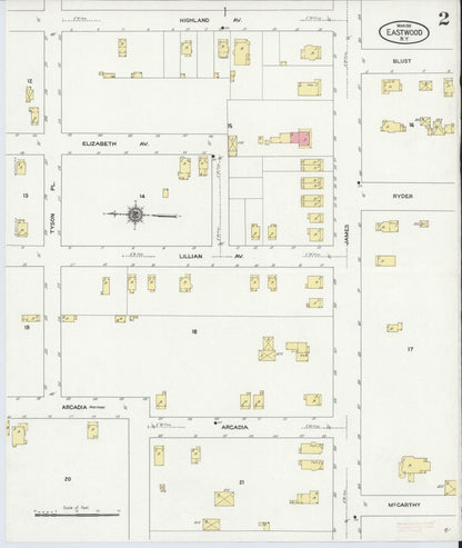 Sanborn Fire Insurance Map from Eastwood, Onandaga County, New York (1911), Sheet #0002 - Historic Sanborn Fire Insurance Map Print, vintage old map wall art, antique decor, genealogy gift, New York New York map